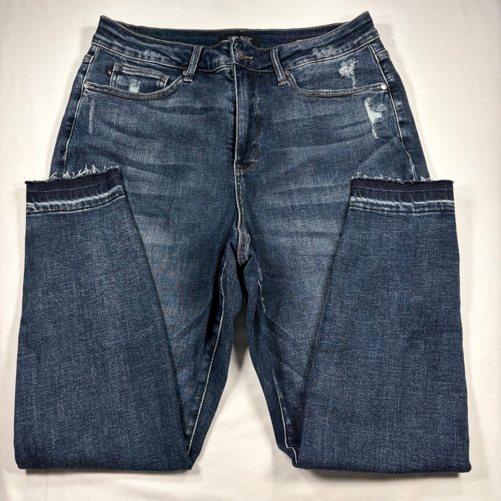 Judy Blue 16W Skinny Jeans High Rise Distressed Released Hem Jeans Dark Wash